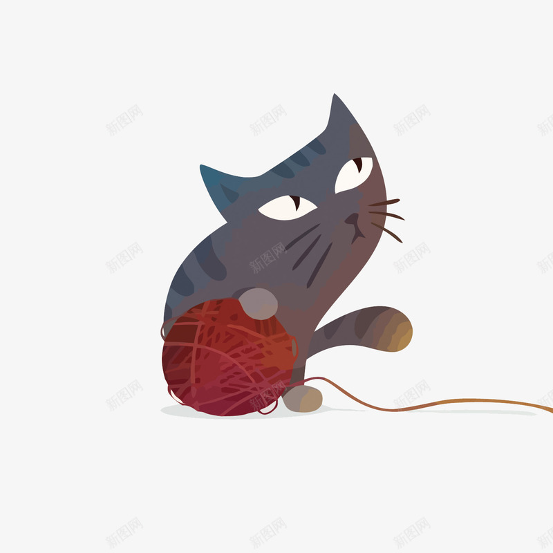 猫咪和毛线球矢量图eps免抠素材_新图网 https://ixintu.com 卡通 宠物 彩色毛球 毛线球 猫咪 矢量图