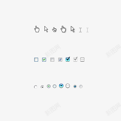 网页元素套件psd免抠素材_新图网 https://ixintu.com 勾选框 网页设计 鼠标指示