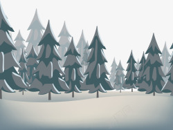 手绘雪地松树矢量图素材