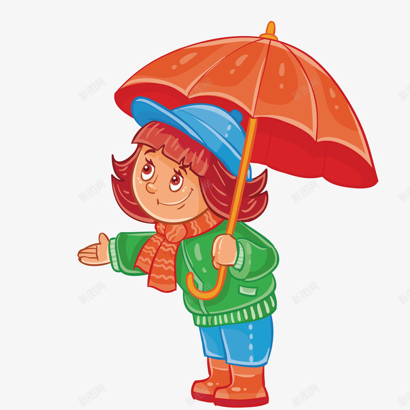 下雨天矢量图ai免抠素材_新图网 https://ixintu.com PNG免抠图下载 儿童 女孩 秋天 装饰 雨伞 矢量图