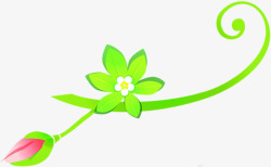 绿色清爽可爱卡通花朵素材