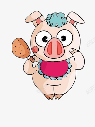 吃鸡腿的小猪png免抠素材_新图网 https://ixintu.com 动物 卡通 图片 彩色