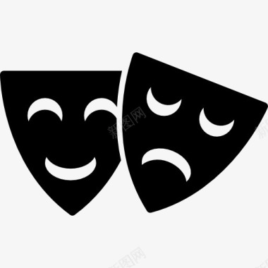 快乐和悲伤的戏剧面具图标图标