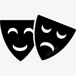 戏剧面具快乐和悲伤的戏剧面具图标高清图片