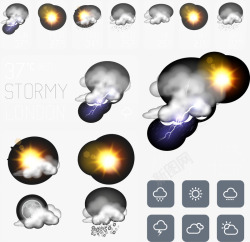 矢量天气预报UI设计白气预报界面图标高清图片