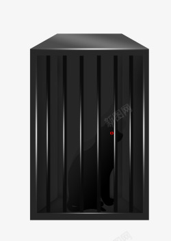 大铁笼子笼子里的黑色猫咪高清图片