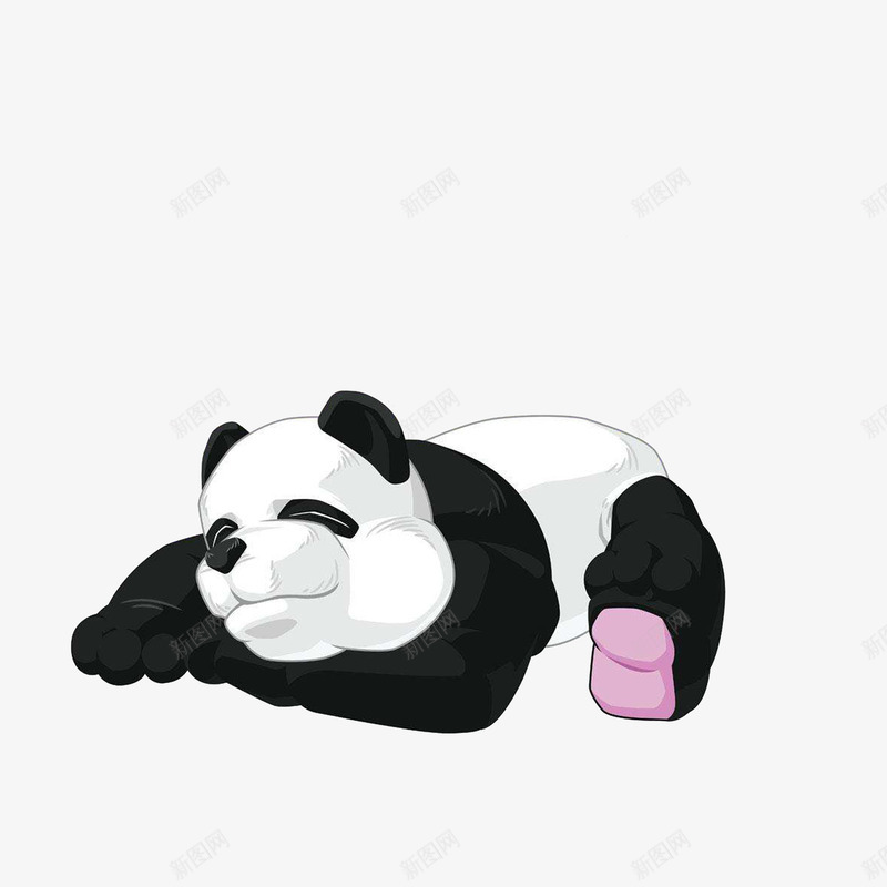 沉睡的熊猫png免抠素材_新图网 https://ixintu.com 卡通 沉睡 沉睡的熊猫 睡得安详的熊猫 黑白相间