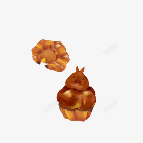 动物造型面包手绘画片png免抠素材_新图网 https://ixintu.com 兔子 手绘美食 棕色 色彩画 零食 面包