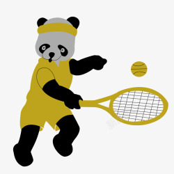 打网球的熊猫矢量图素材