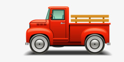 橘色货车卡通手绘绿色的车辆高清图片