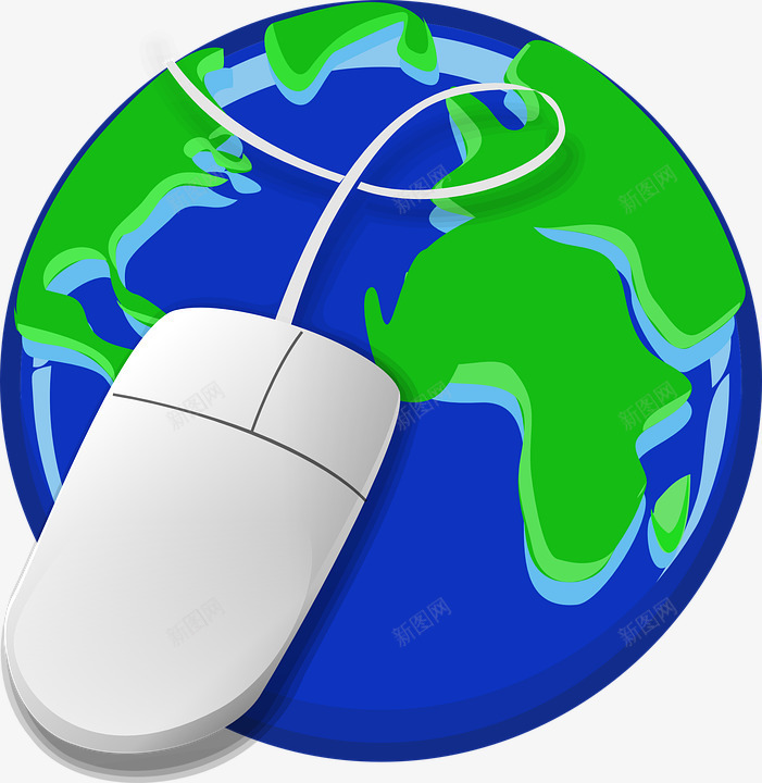 地球上鼠标png免抠素材_新图网 https://ixintu.com 创意鼠标 地球上的鼠标 有线鼠标 白色