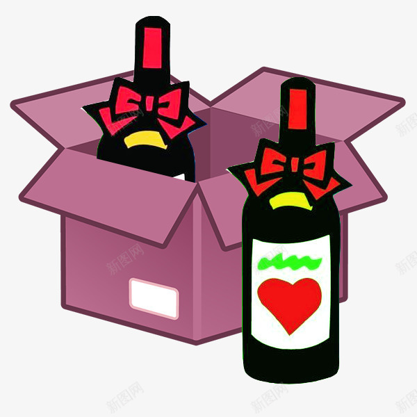 卡通黑色红酒瓶psd免抠素材_新图网 https://ixintu.com 卡通 喝酒 箱子 紫色 红酒 红酒瓶 纸箱 黑色