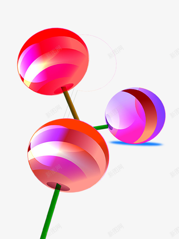 彩色条纹球形棒棒糖png免抠素材_新图网 https://ixintu.com 儿童零食素材 彩色条纹 棒棒糖 球形