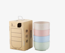 产品外包装塑料碗4色套组高清图片