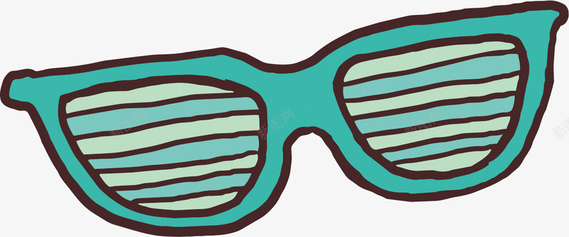 绿色条纹卡通眼镜png免抠素材_新图网 https://ixintu.com 卡通 墨镜 太阳镜 手绘图 眼镜 绿色条纹眼镜