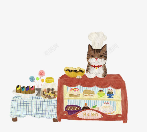 猫咪厨师png免抠素材_新图网 https://ixintu.com 动物 厨师 可爱 猫咪 童话 食物