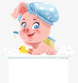 木制洗澡刷小猪洗澡高清图片