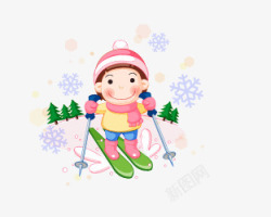 滑雪的小女孩素材