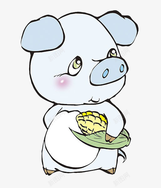 拿着玉米的小猪png免抠素材_新图网 https://ixintu.com 免抠 卡通 小猪 玉米