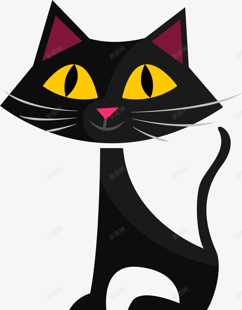 手绘黑色猫咪矢量图ai免抠素材_新图网 https://ixintu.com 可爱 手绘 黑色猫咪 矢量图