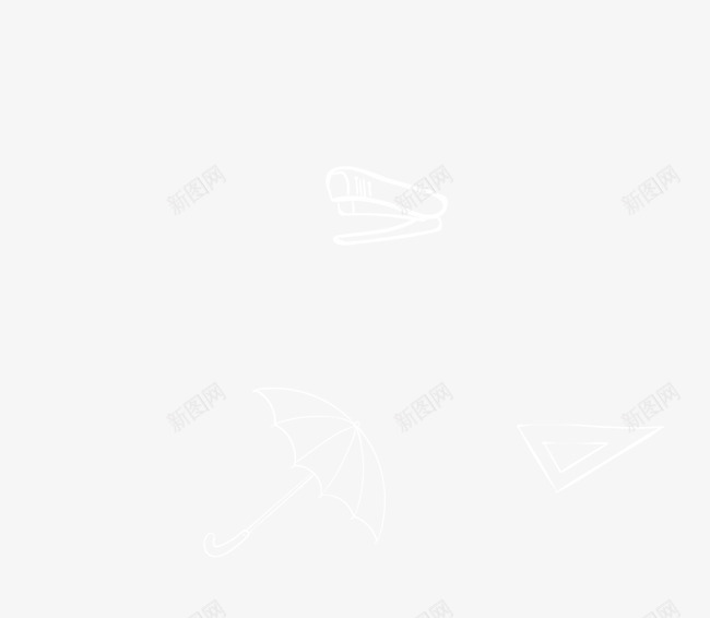 雨伞三角尺简图png免抠素材_新图网 https://ixintu.com 三角尺 学习用品简图 订书机 雨伞