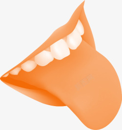 橘色嘴唇舌头素材