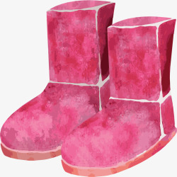 粉红色冬天雪地靴矢量图素材