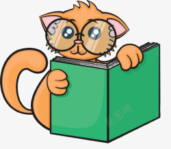 卡通猫看书素材