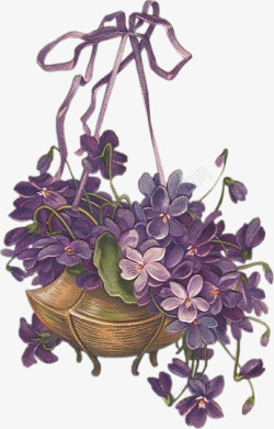 古典怀旧紫色花篮素材