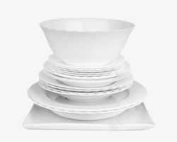 白色层叠着的餐具陶瓷制品实物素材