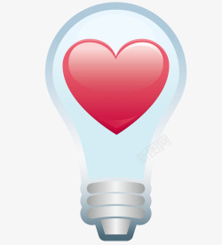一个心形一个包裹心形的灯泡高清图片