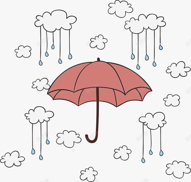 手绘红色雨伞png免抠素材_新图网 https://ixintu.com 手绘雨伞 手绘风 矢量png 红色雨伞 雨中撑伞 雨伞