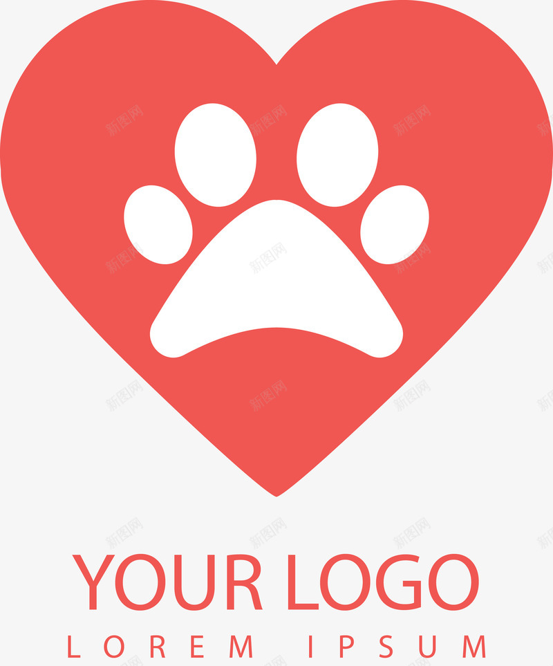 宠物LOGO图标png_新图网 https://ixintu.com 手绘猫掌 爱心 猫咪 猫手 猫掌 猫爪 猫脚印 粉色 脚印