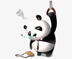 卡通可爱打困熊猫插画素材