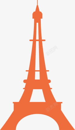 橘色法国巴黎铁塔矢量图素材
