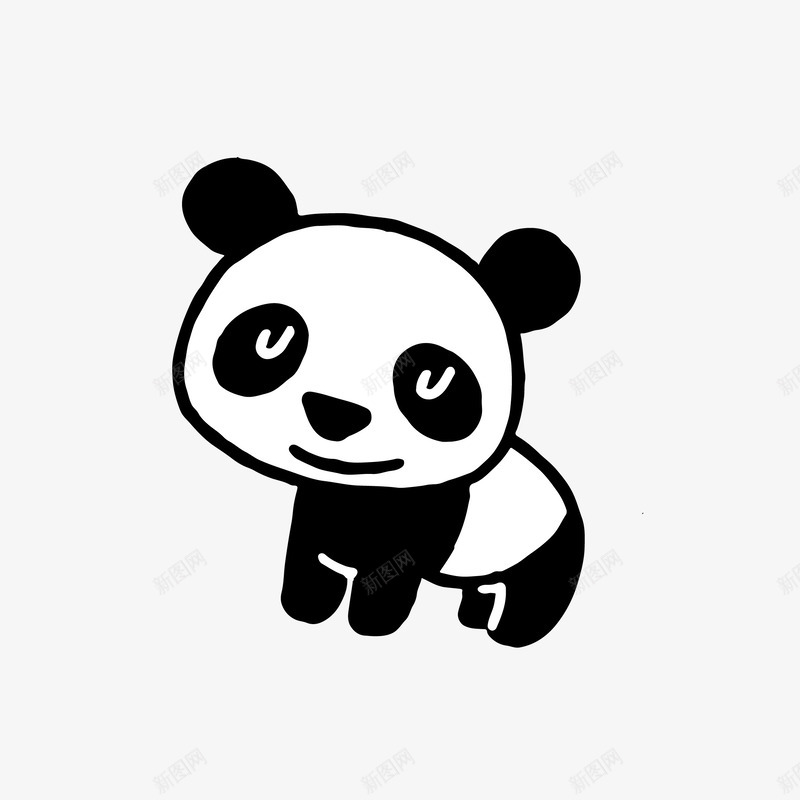 黑色线条简约可爱的熊猫矢量图eps免抠素材_新图网 https://ixintu.com 卡通可爱 可爱 可爱卡通 熊猫 线条 线条的 黑色的 矢量图