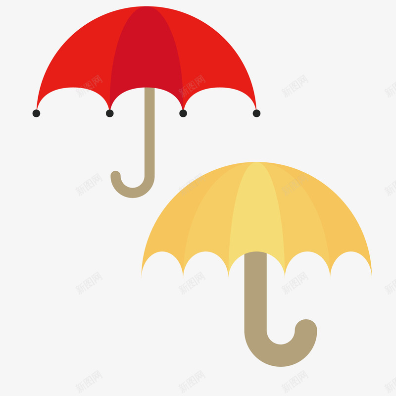 黄色的雨伞和红色的雨伞矢量图ai免抠素材_新图网 https://ixintu.com 红色雨伞 雨伞 黄色红色 矢量图