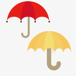 黄色的雨伞和红色的雨伞矢量图素材