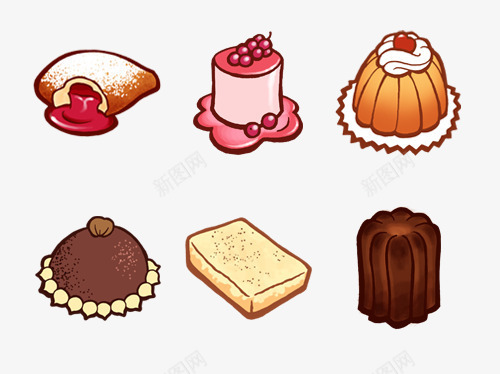 6个卡通蛋糕甜品图标图标