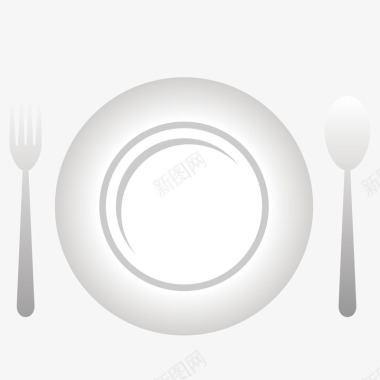 白色盘子餐具矢量图图标图标