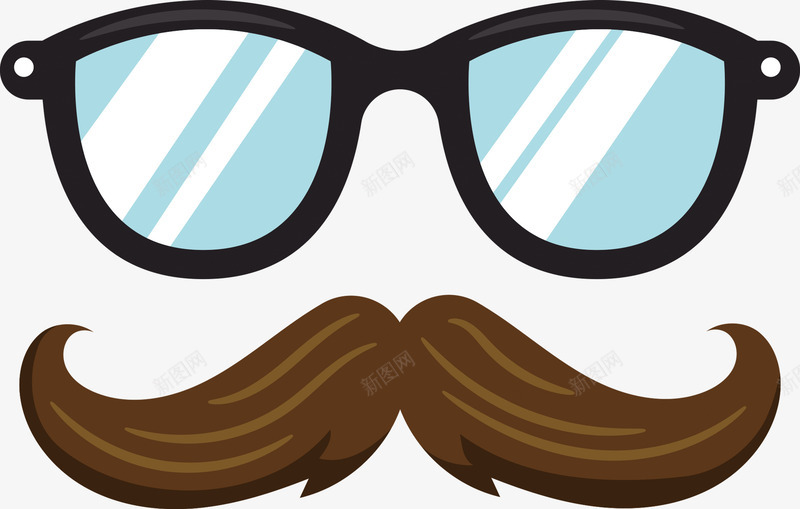 大胡子图案和眼镜png免抠素材_新图网 https://ixintu.com 创意 卡通 大胡子 眼镜 眼镜框 简图 胡子