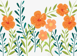 橘色花朵花丛矢量图素材