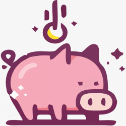 粉色小猪与金币素材
