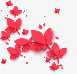 手绘扁平风格红色的花卉造型素材