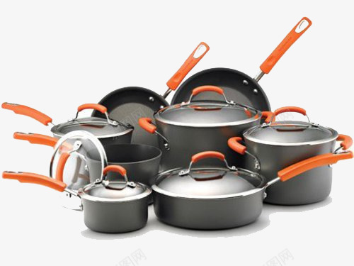 厨房用品png免抠素材_新图网 https://ixintu.com 平底锅 橘色 汤锅