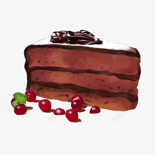 蓝莓蛋糕手绘画片psd免抠素材_新图网 https://ixintu.com 手绘美食 水果味 紫色 蓝莓
