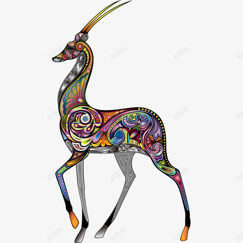 彩色麋鹿png免抠素材_新图网 https://ixintu.com 彩色 彩色动物 彩色麋鹿 鹿 麋鹿