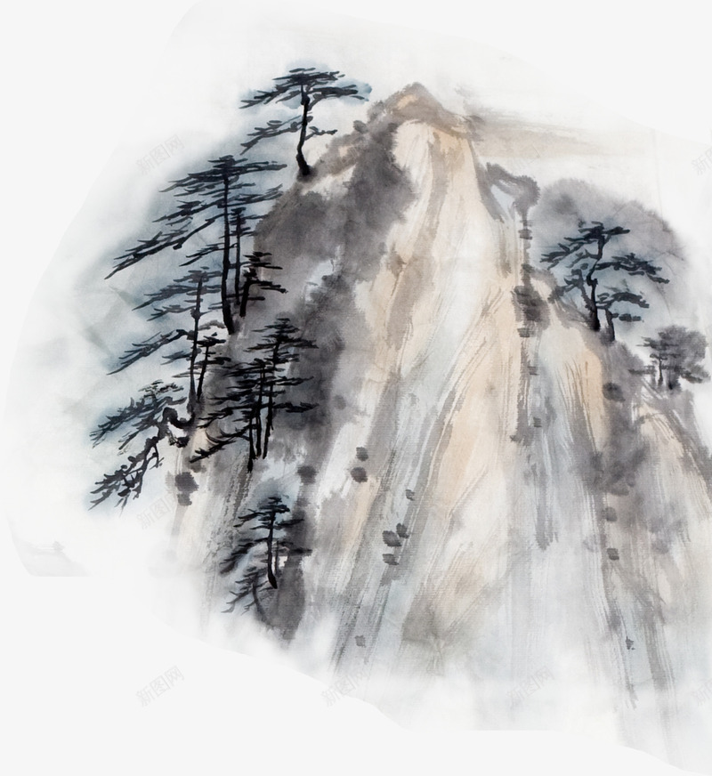 水墨画装饰png免抠素材_新图网 https://ixintu.com 山 松树 水墨山 水墨画 装饰图 装饰画