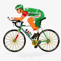 手绘绿衣自行车赛车选手矢量图素材