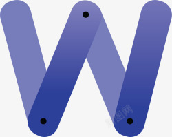 大写字母W蓝紫色拼接英文大写字母W高清图片